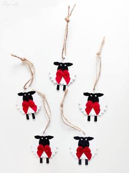 Baumschmuck Schäfchen mit Schleife